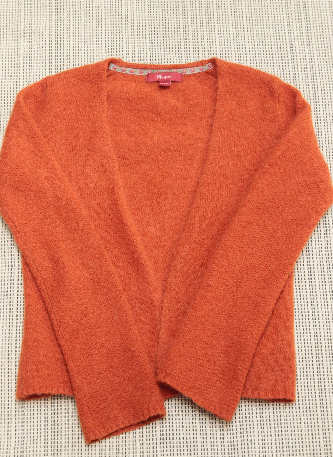 Monsoon burnt orange mohair blend edge to edge cardigan Size UK 8 Monsoon burnt orange mohair blend edge to edge cardigan Size UK 8