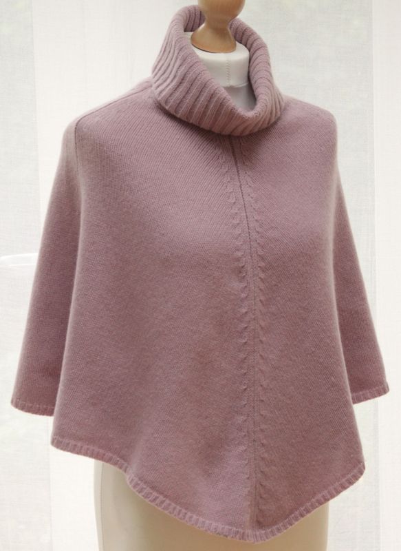 Monsoon mauve pink cowl neck lambswool mini poncho Size S/M