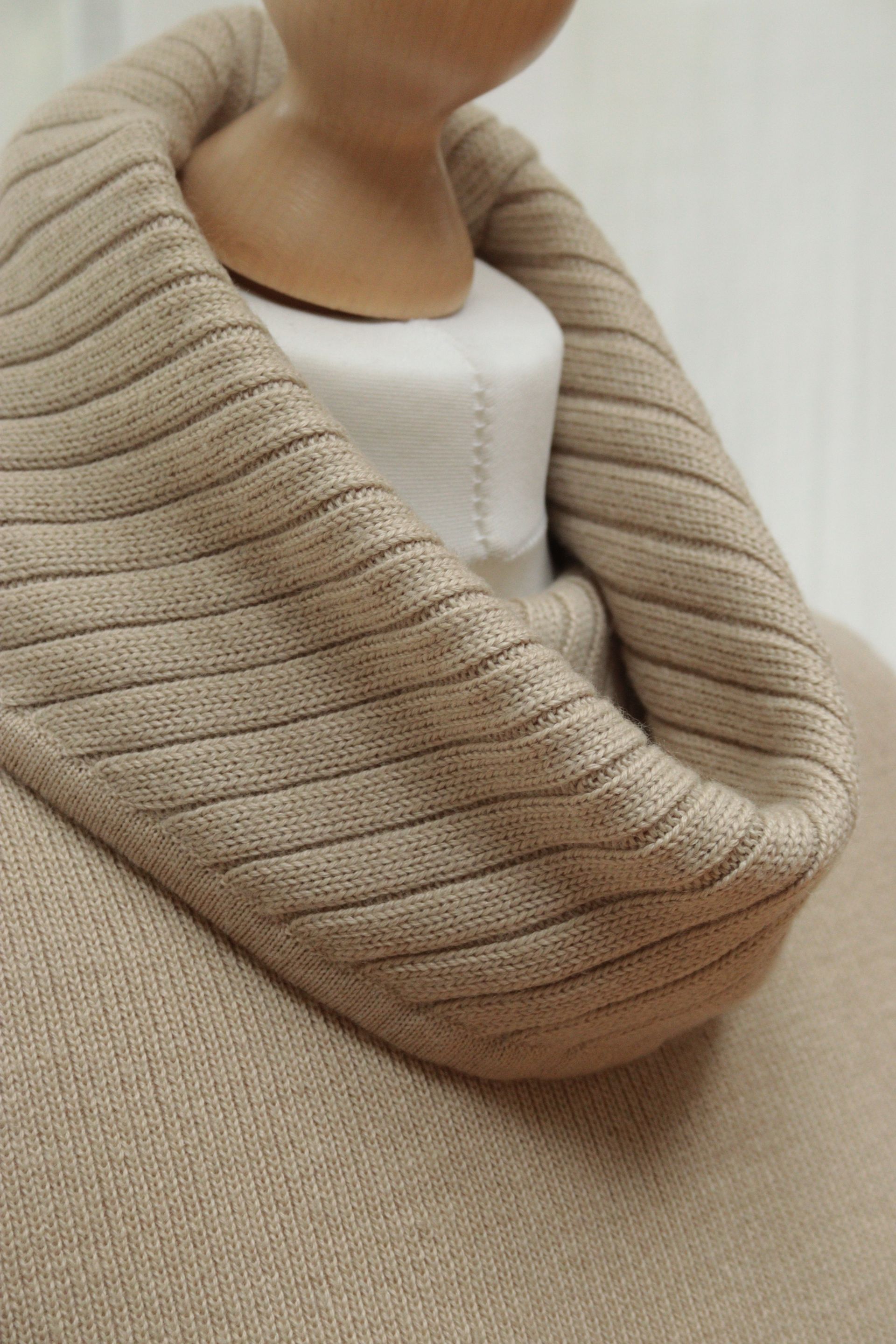 Planet warm beige wool blend cowl neck short sleeve jumper Size S UK 10