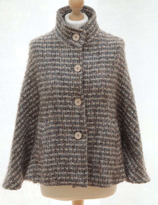 Monsoon wool blend tweed poncho Size 8