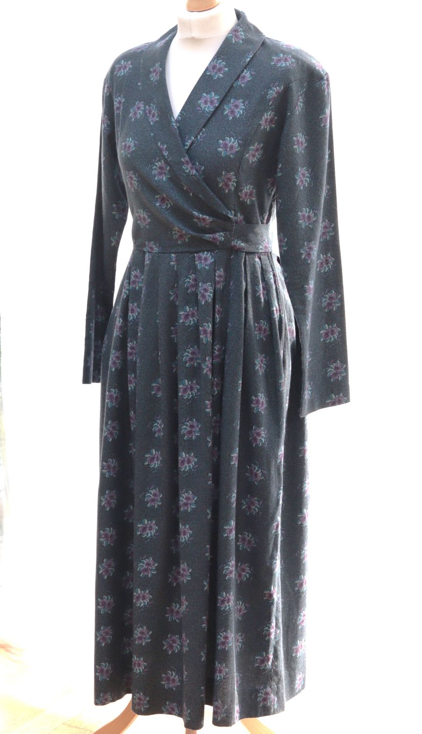 Laura Ashley blue wrap-effect floral midi-length dress Size 12