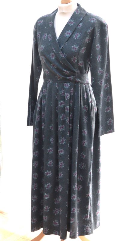 Laura Ashley blue wrap-effect floral midi-length dress Size 12