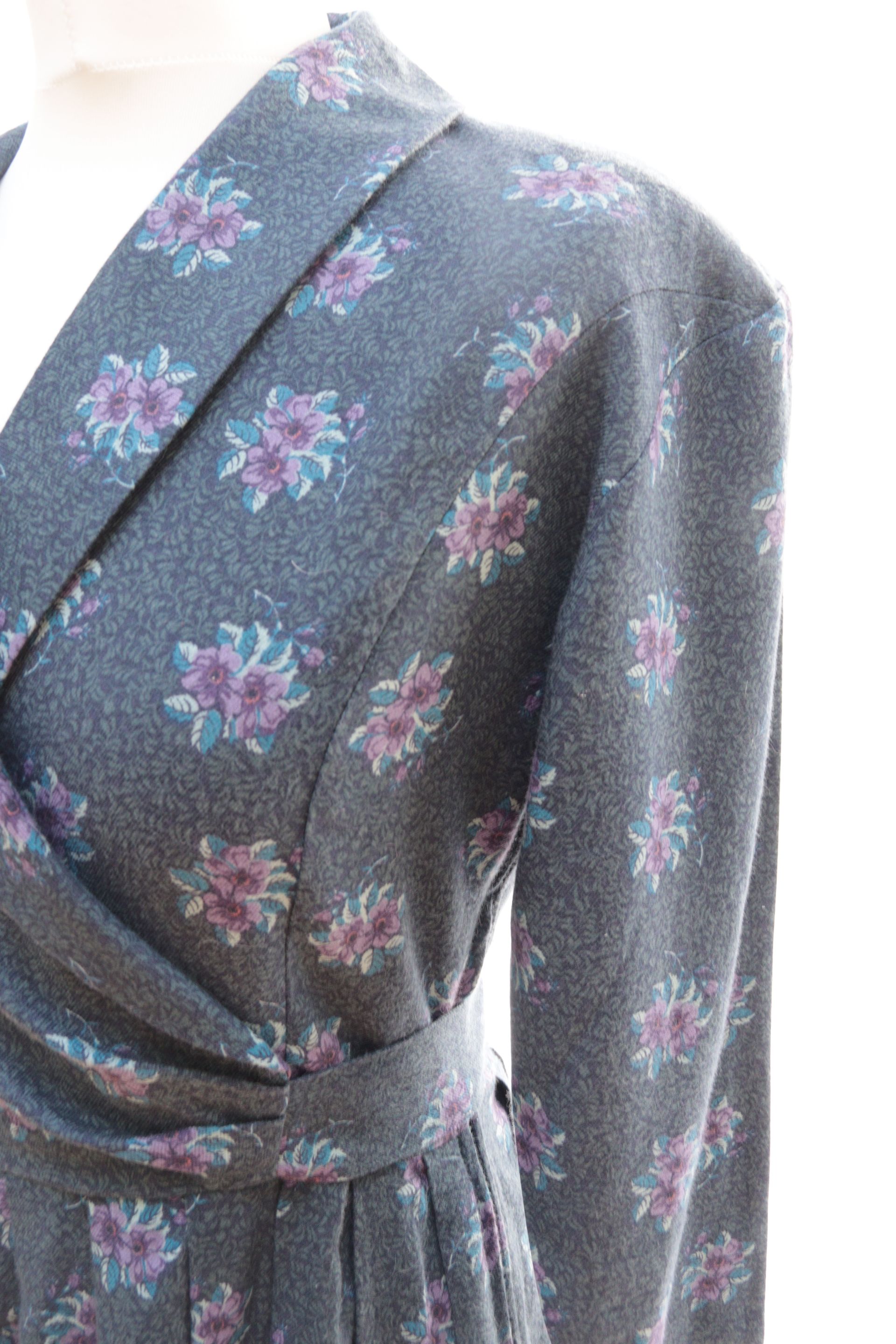 Laura Ashley blue wrap-effect floral midi-length dress Size 12