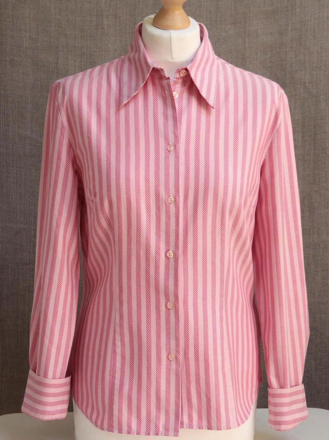 Next candy pink chevron stripe cotton blouse Size UK 12