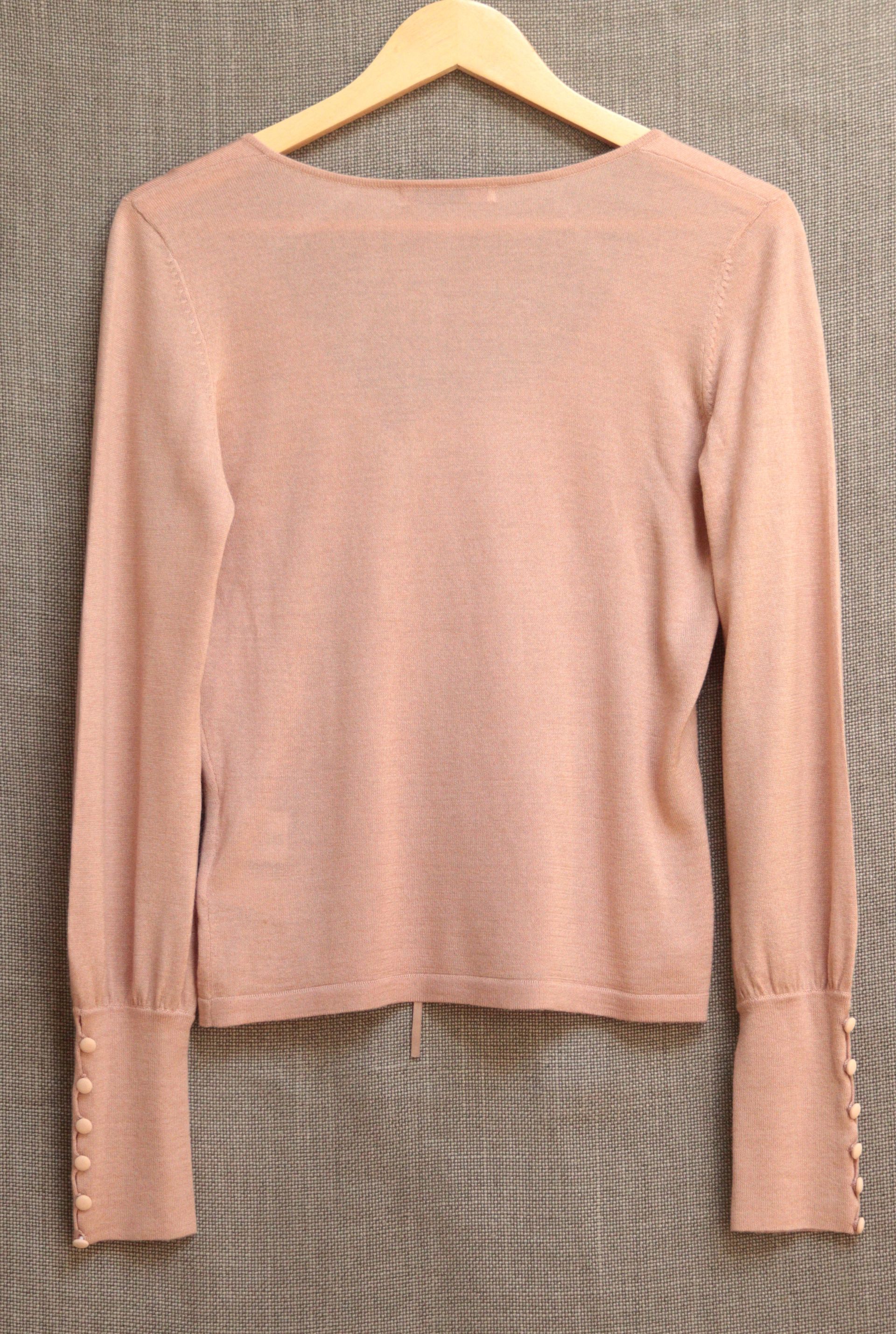 Jesiré pale coral lace appliqué fine knit top Size M