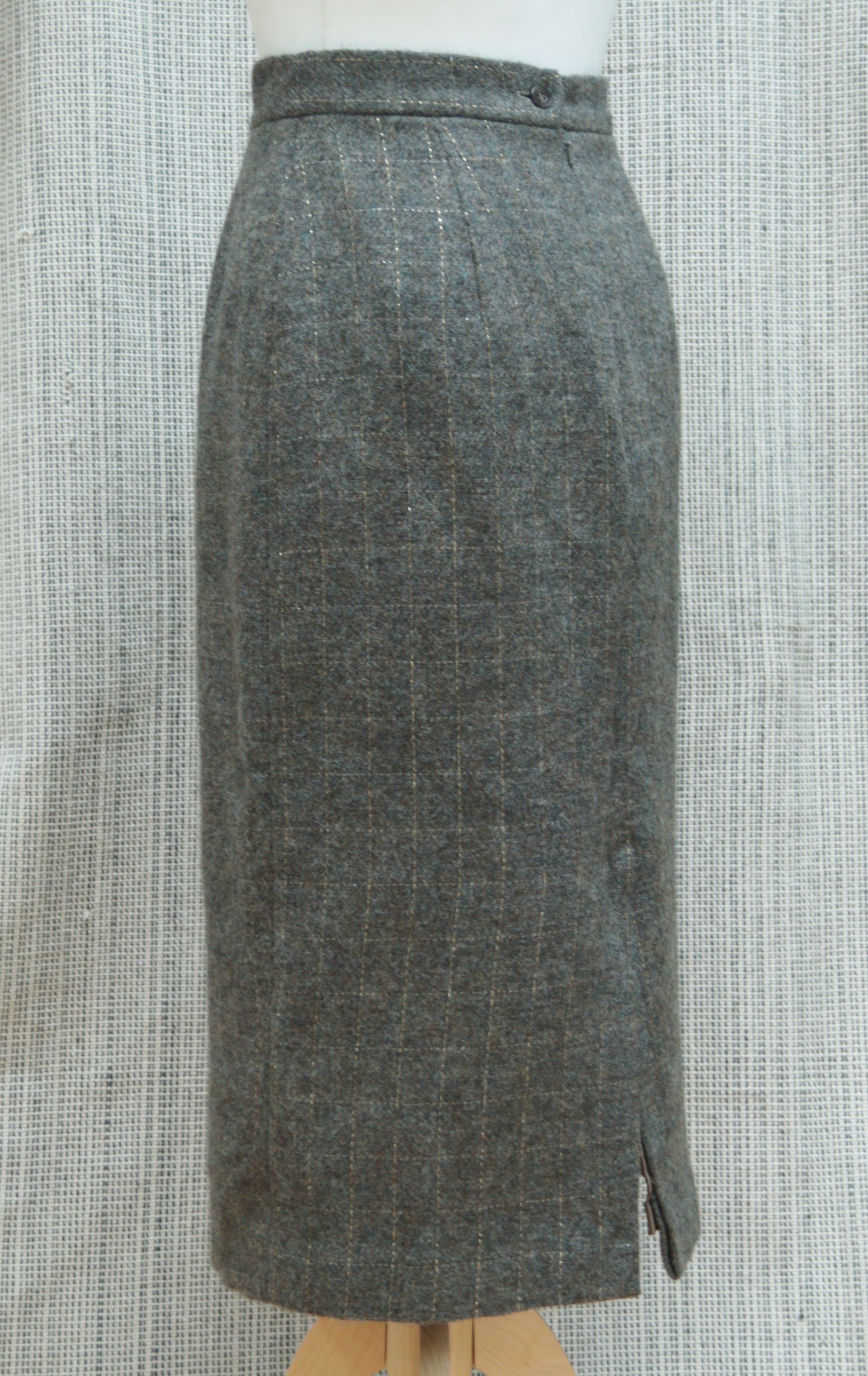 Monsoon sage grey-green wool midi-length skirt Size 12 (see measurements)