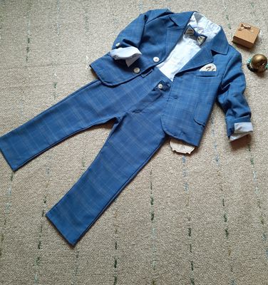 Garnitur dla chłopca niebieski w kratkę FOLLETTI