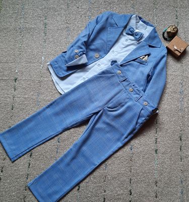 Garnitur dla chłopca niebieski w kratkę FOLLETTI