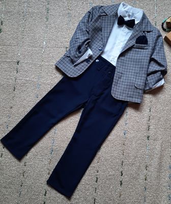 Garnitur dla chłopca granatowy w kratkę FOLLETTI