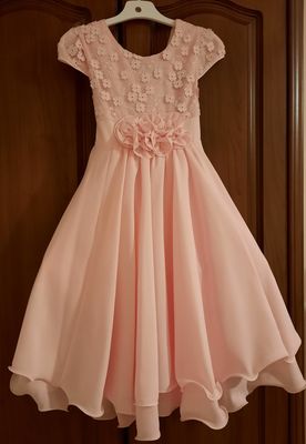 Łososiowa sukienka wizytowa dla dziewczynki na wesele, komunię