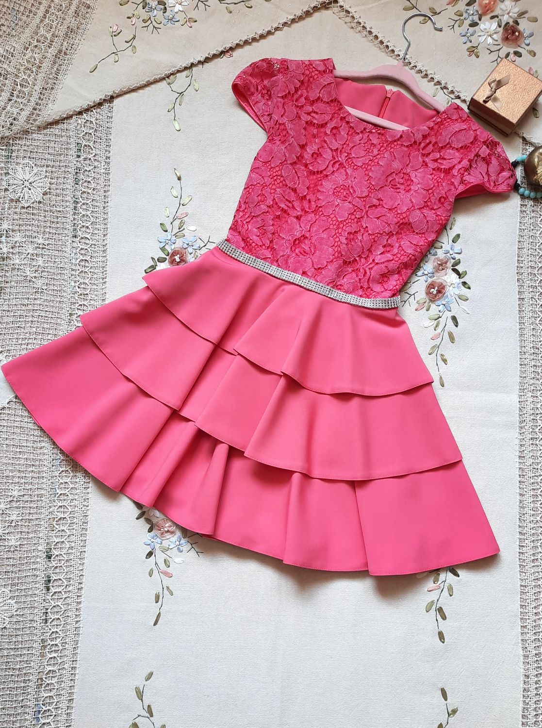 Sukienka wizytowa krótki rękaw dla dziewczynki na wesele