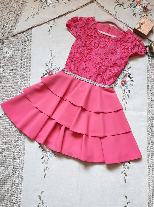 Sukienka wizytowa krótki rękaw dla dziewczynki na wesele