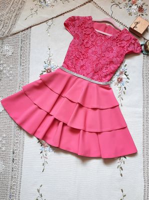 Sukienka wizytowa krótki rękaw dla dziewczynki na wesele