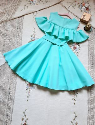 Miętowa sukienka hiszpanka dla dziewczynki na wesele