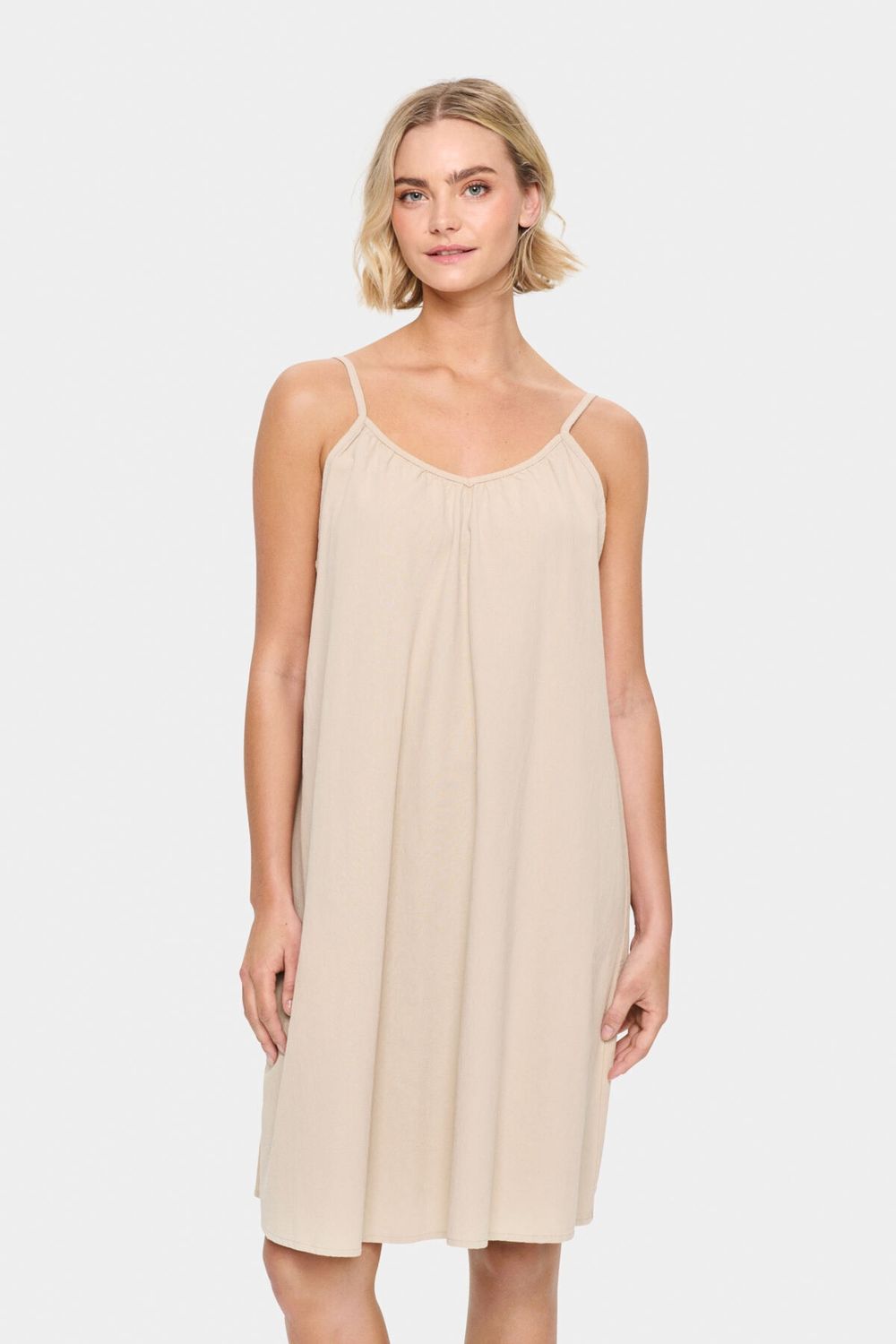 ZALINDA STRAP DRESS, COLOUR: TAUPE, SIZE: XS