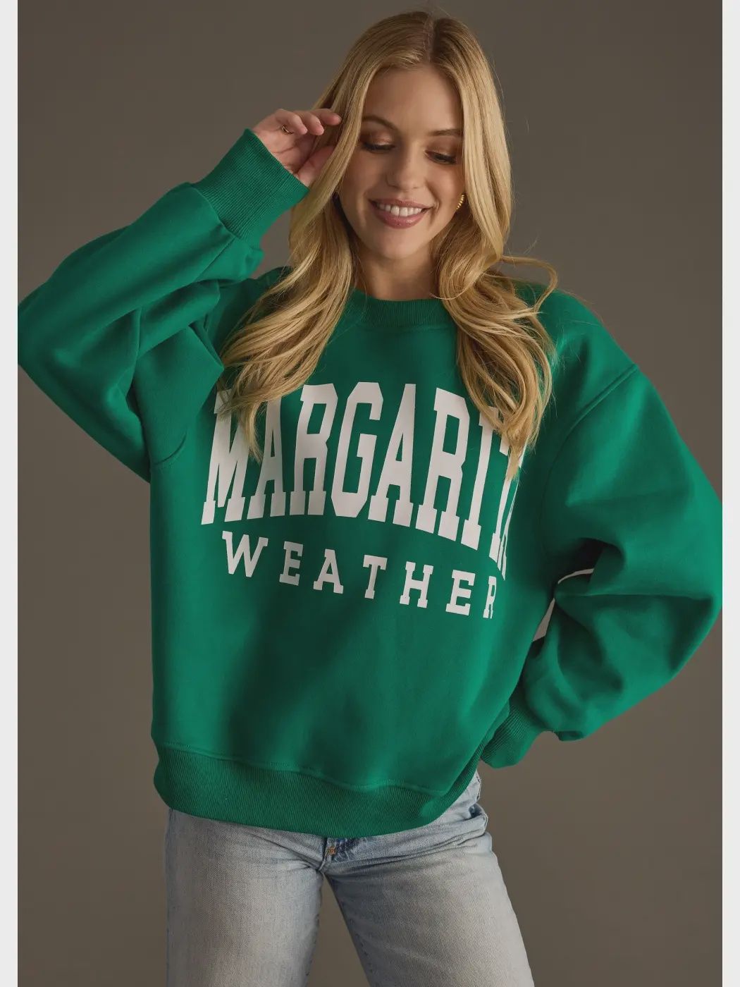 PANACHE MACY MARGARITA WEATHER CREW NECK SWEATER, SIZE: SMALL, COLOUR: GREEN