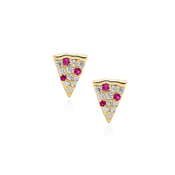 HAYES FINE JEWELRY 035 GOLD VERMEIL PEPPERONI PIZZA STUDS