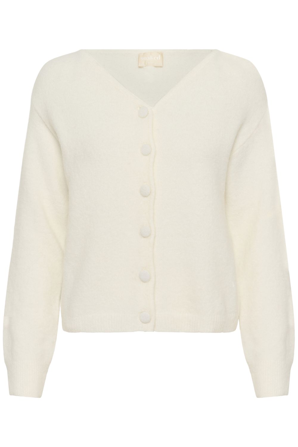 SOAKED ANINA ALPACA &amp; WOOL V NECK CARDIGAN, COLOUR: BROKEN WHITE, SIZE: XS