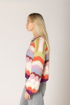 LYLA &amp; LUXE HALA HAND KNIT STRIPED SWEATER