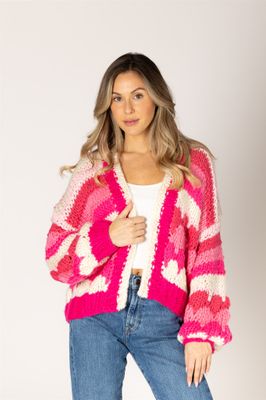 LYLA &amp; LUXE HUNTER HAND KNIT STRIPE CARDIGAN