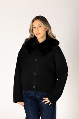 LYLA &amp; LUXE JONAH SHORT FUR COLLAR COAT