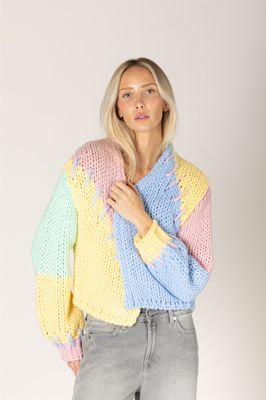 LYLA &amp; LUXE LILY HAND KNIT OPEN PATCH CARDI