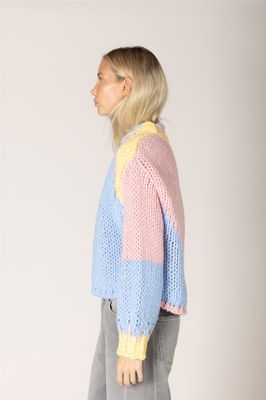 LYLA &amp; LUXE LILY HAND KNIT OPEN PATCH CARDI