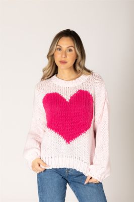 LYLA &amp; LUXE LUCY HAND KNIT HEART SWEATER