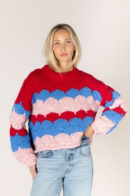 LYLA &amp; LUXE LYNN HAND KNIT STRIPE SWEATER