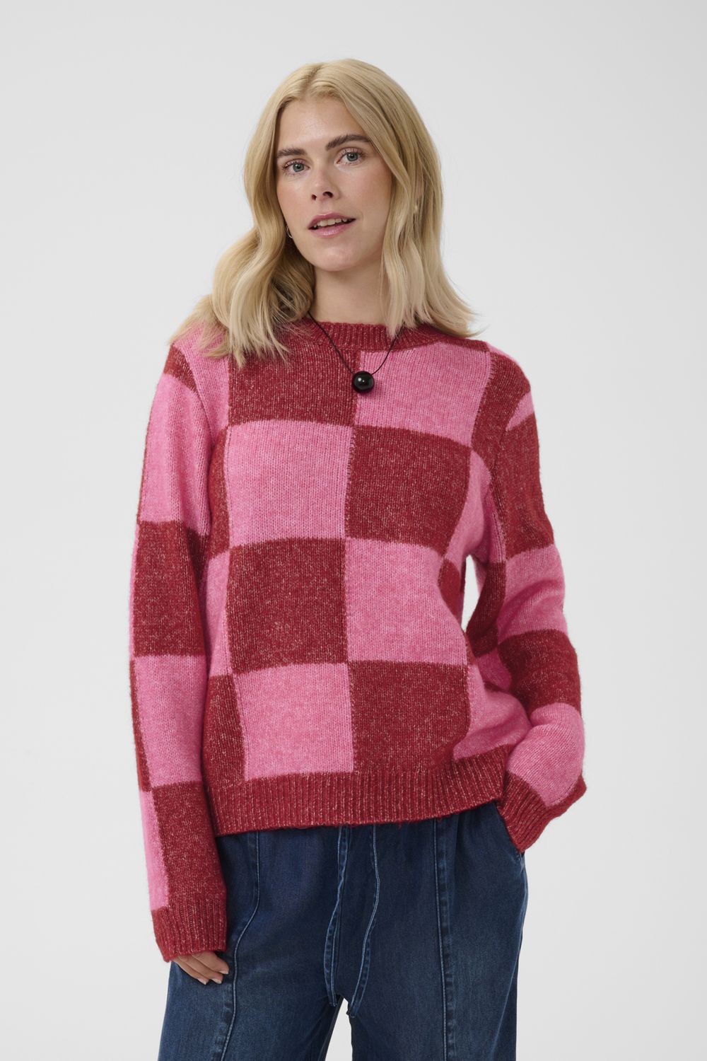 CULTURE NIMBA KIMMY KNIT PULLOVER, COLOUR: RIO RED/THRUSH, SIZE: XS