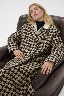 CULTURE KILARA HOUNDSTOOTH LONG COAT