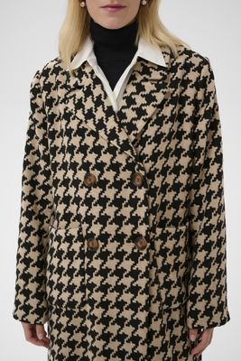 CULTURE KILARA HOUNDSTOOTH LONG COAT