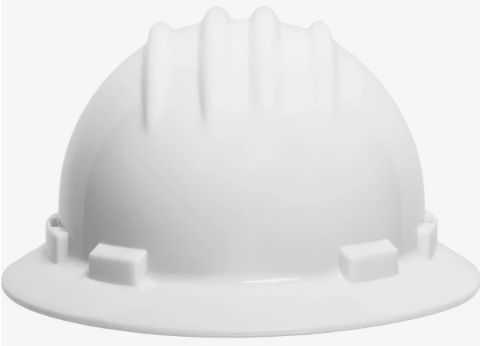 HDPE Full Brim Hard Hat w/ 6pt Nylon Ratchet Suspension