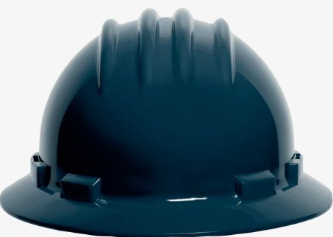 HDPE Full Brim Hard Hat w/ 6pt Nylon Ratchet Suspension, Color: Navy