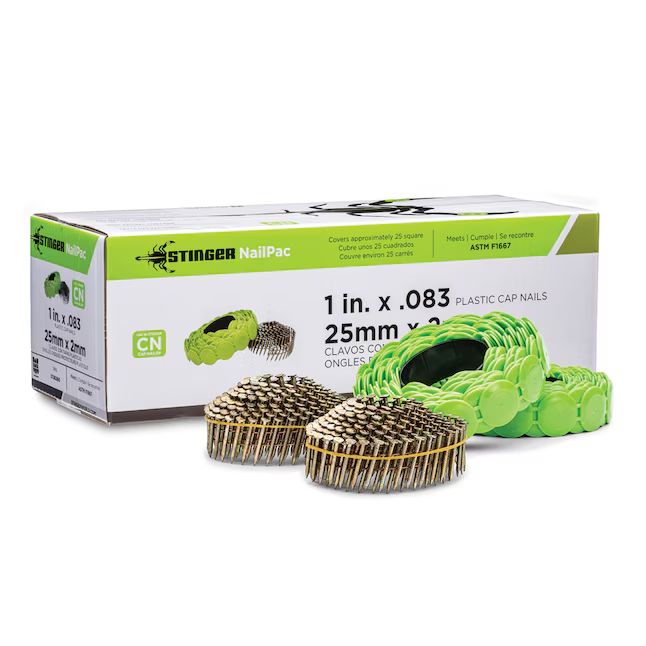 STINGER 1-in 12 -Gauge Electro-Galvanized Plastic Cap Nails ( 2000 -Per Box )