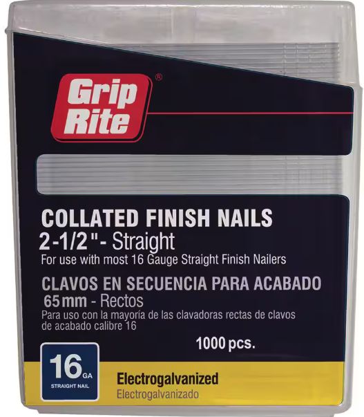 2-1/2 in. x 16-Gauge Electrogalvanized Steel Finish Nails 1000 per Box