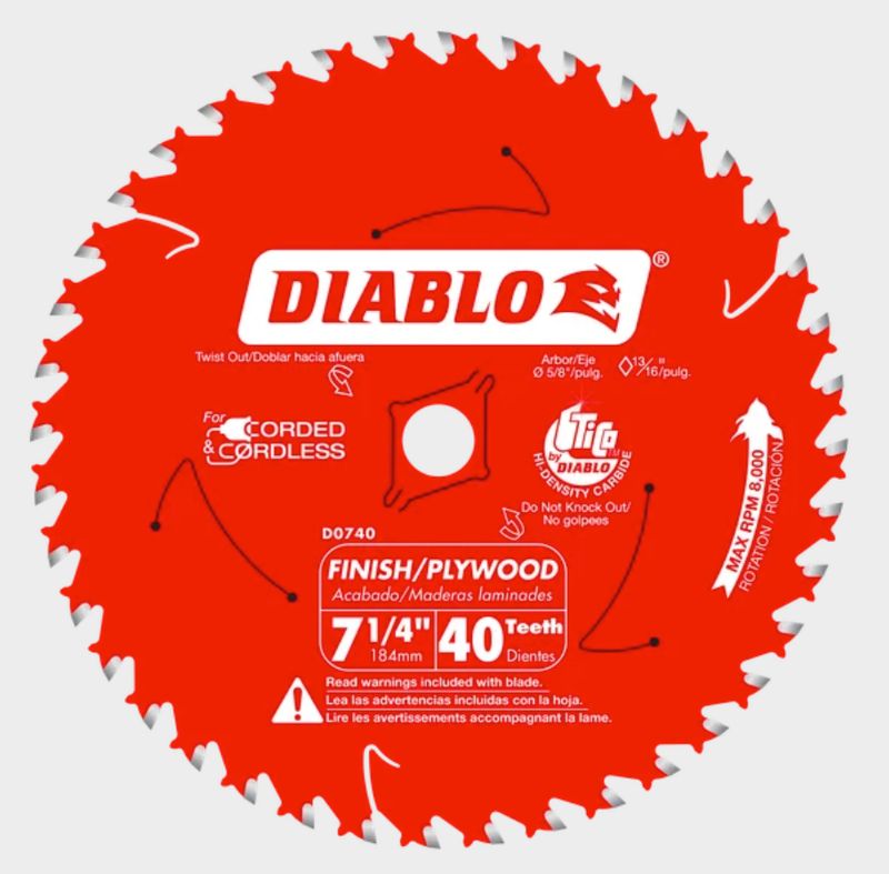 7-1/4" x 40-Teeth Finish Saw Blade for Wood