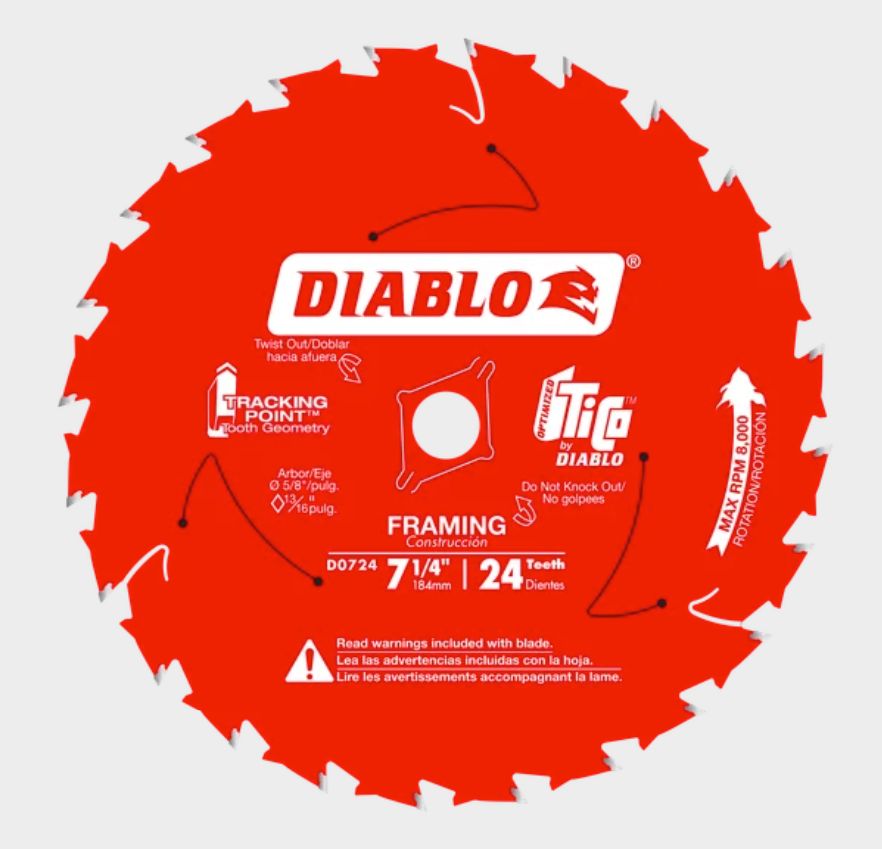 7-1/4" x 24-Teeth Framing Saw Blade for Wood