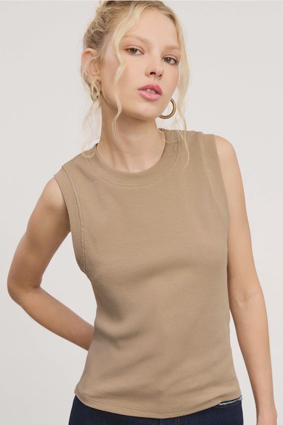 Basic Ribbed, Color: soy, Size: SMALL