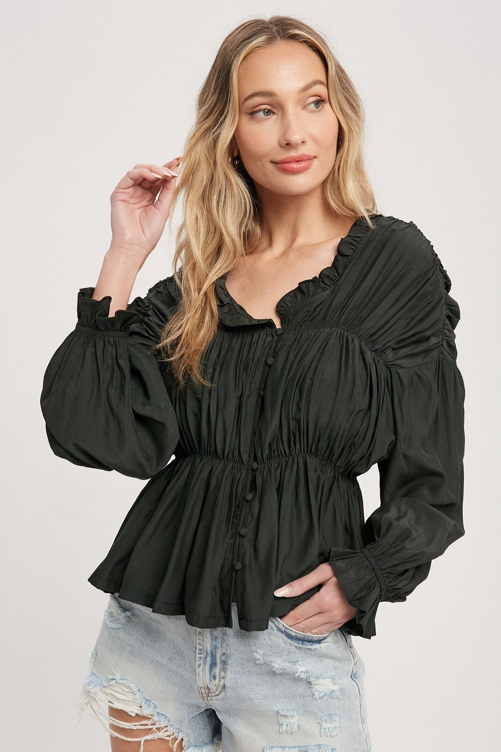 Shirred, Size: SMALL