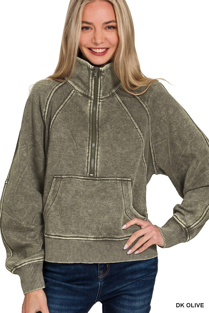 Kanga halfzip, Color: dk olive, Size: SMALL