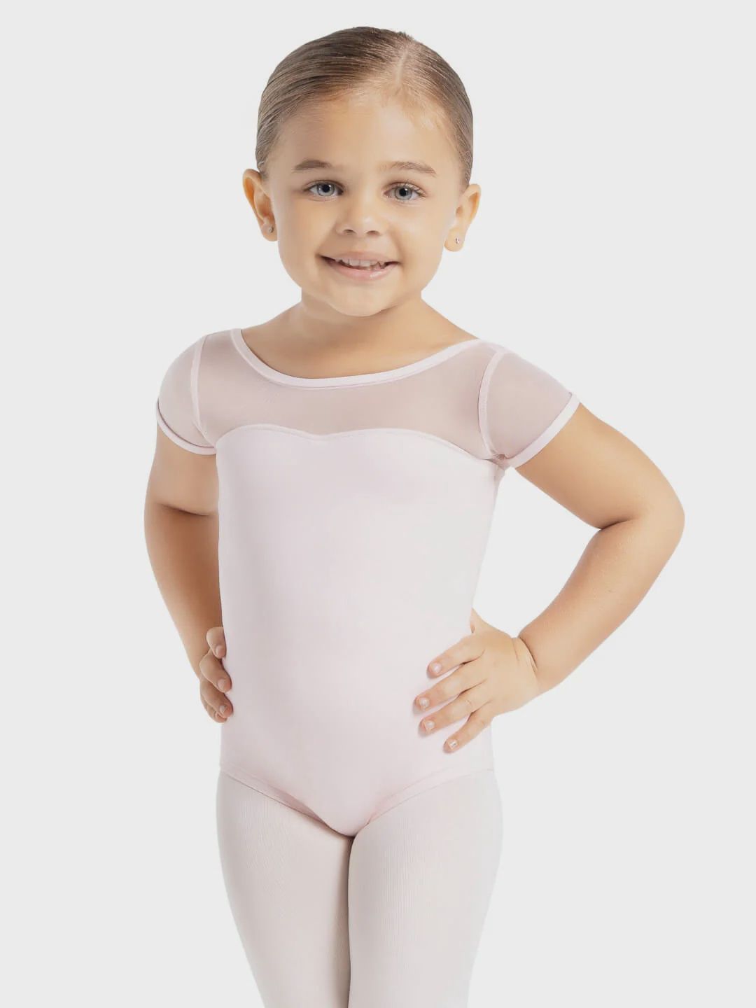 Studio Collection Mesh Yoke Short Sleeved Leotard