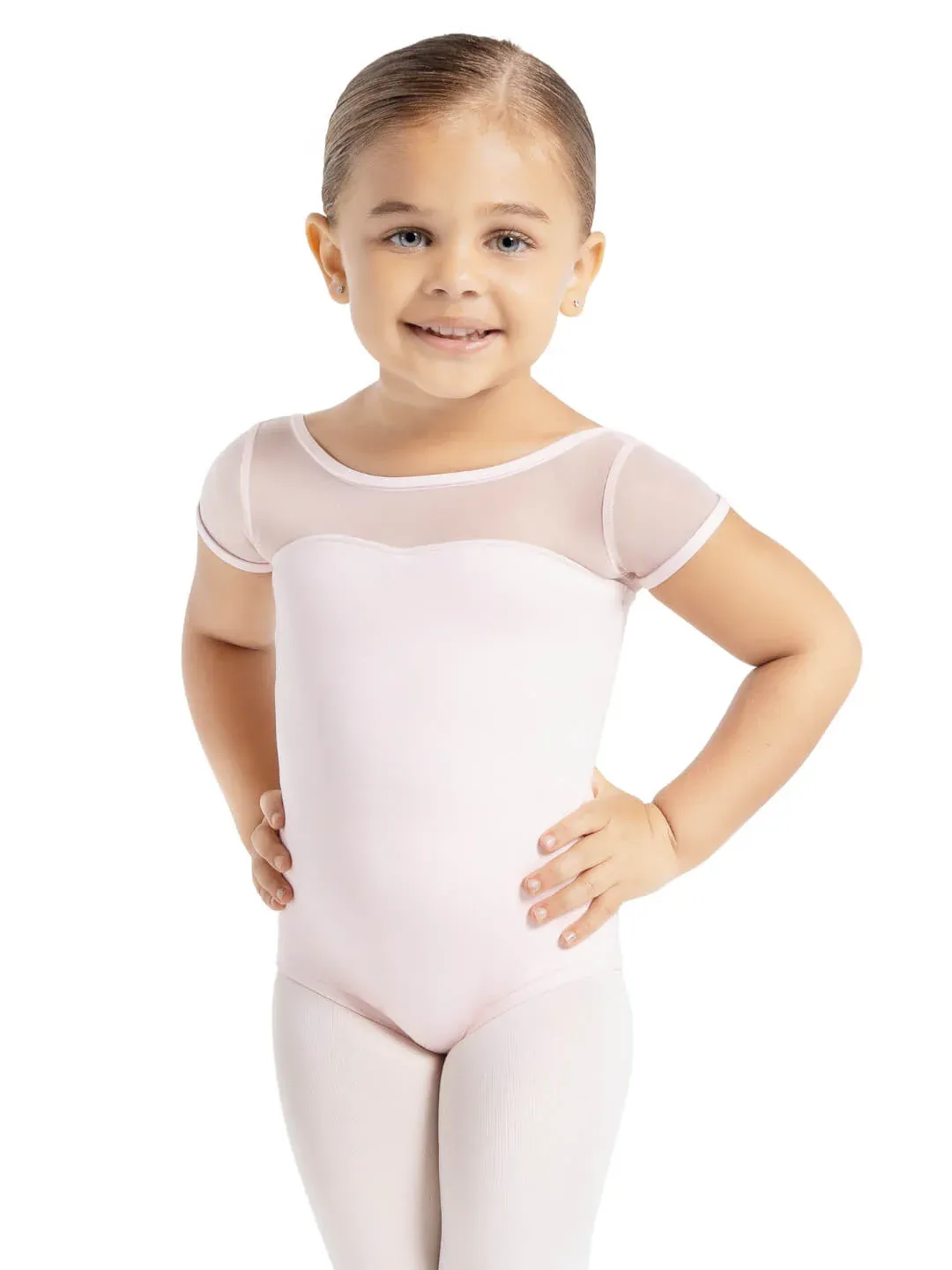 Studio Collection Mesh Yoke Short Sleeved Leotard