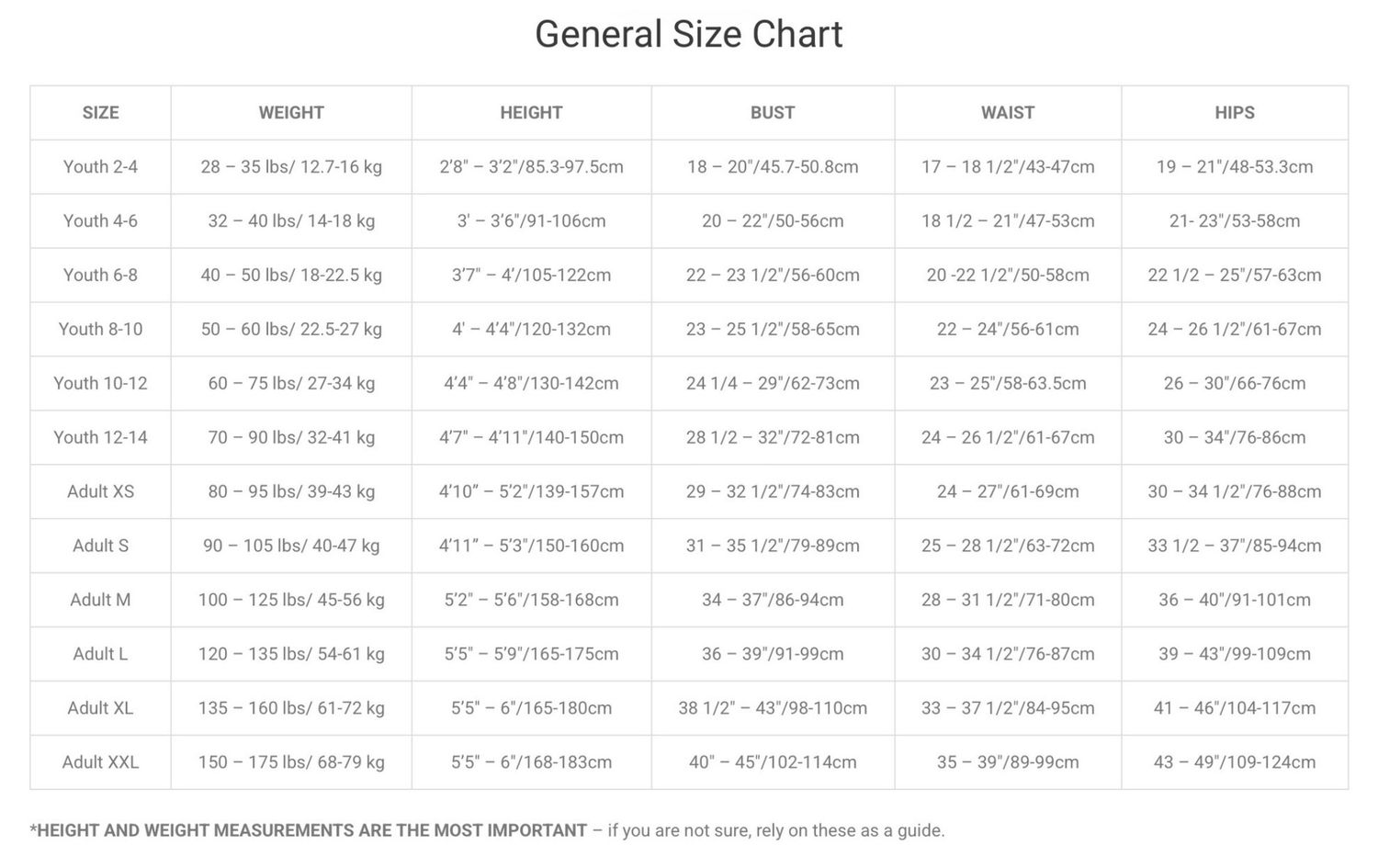 Size Chart