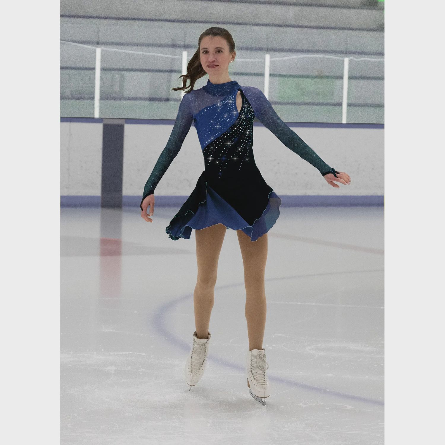 Split Jump Dress, Colour: Black/Blue, Size: 12-14