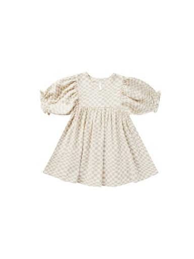 JOLENE DRESS || DOVE CHECK, Color: DOVE-CHECK, Size: 12-18M