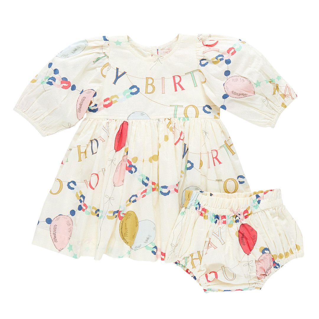 baby girls brooke dress set - birthday garland, Color: birthday garland, Size: 12/18M