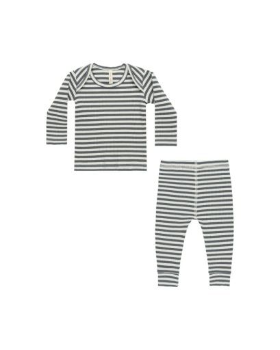 RIBBED TEE + LEGGING SET || INDIGO STRIPE, Color: INDIGO, Size: 0-3M