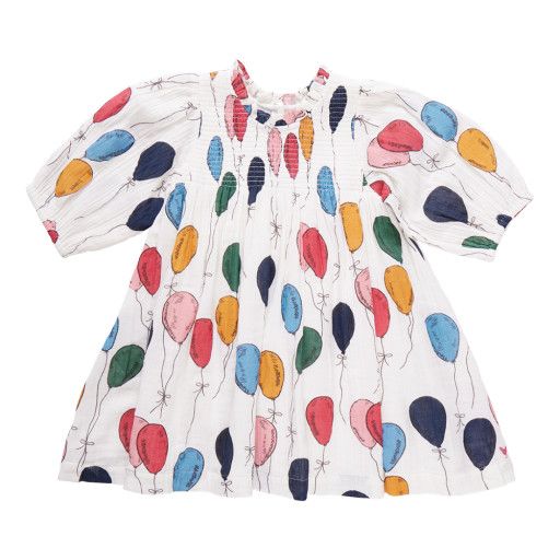 girls stevie puff sleeve dress - balloon bunches, Color: balloon, Size: 2Y