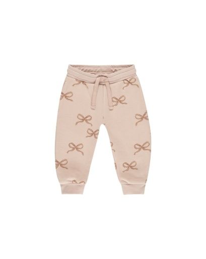 JOGGER SWEATPANT || BOWS, Color: BLUSH, Size: 3-6M